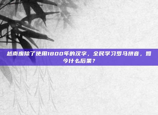 越南废除了使用1800年的汉字，全民学习罗马拼音，如今什么后果？