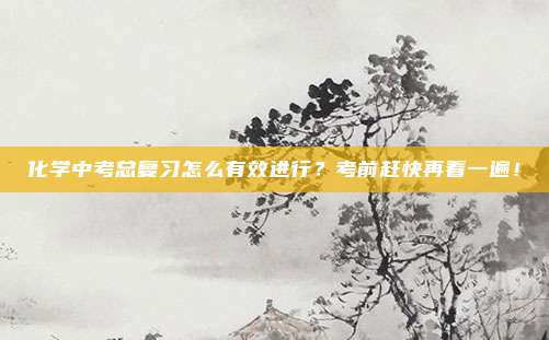 化学中考总复习怎么有效进行？考前赶快再看一遍！