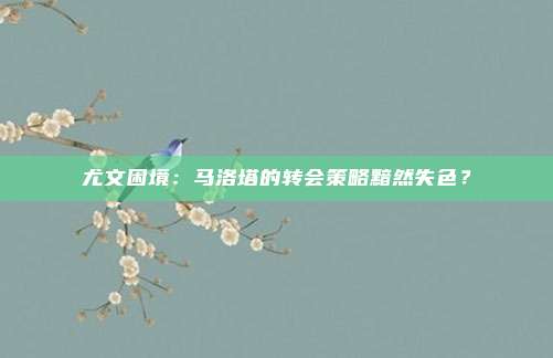 尤文困境：马洛塔的转会策略黯然失色？