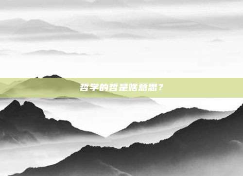 哲学的哲是啥意思？