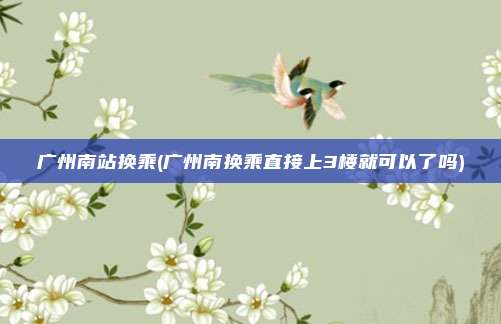 广州南站换乘(广州南换乘直接上3楼就可以了吗)