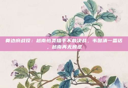 奠边府战役：越南怕美插手不敢决战，韦国清一番话，越南再无顾虑