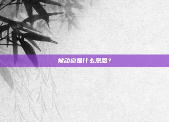被动窗是什么意思？