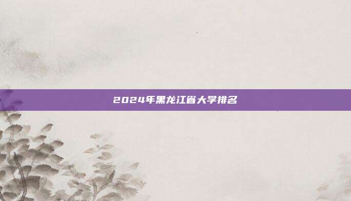 2024年黑龙江省大学排名