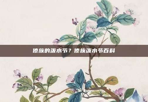 傣族的泼水节？傣族泼水节百科