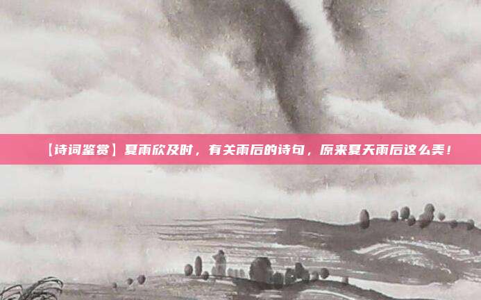 【诗词鉴赏】夏雨欣及时，有关雨后的诗句，原来夏天雨后这么美！