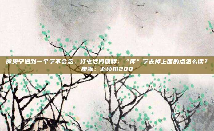 撒贝宁遇到一个字不会念，打电话问康辉：“库”字去掉上面的点怎么读？康辉：必须扣200