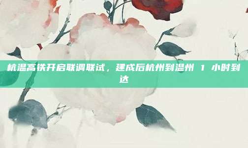 杭温高铁开启联调联试,建成后杭州到温州 1 小时到达