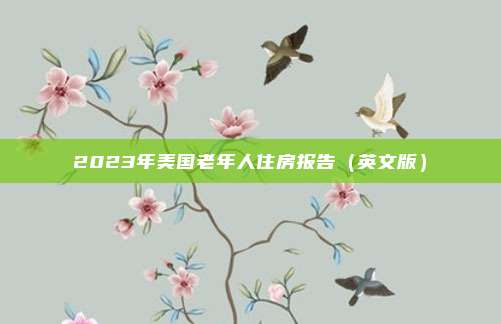 2023年美国老年人住房报告（英文版）