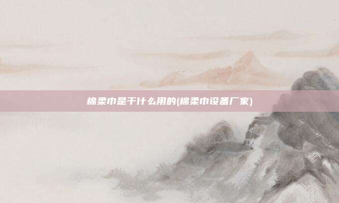 棉柔巾是干什么用的(棉柔巾设备厂家)