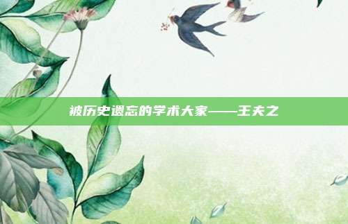 被历史遗忘的学术大家——王夫之
