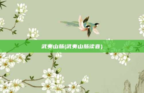 武夷山脉(武夷山脉读音)