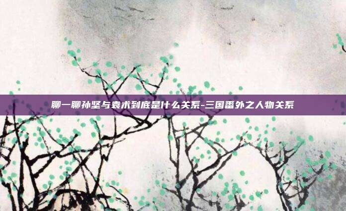 聊一聊孙坚与袁术到底是什么关系-三国番外之人物关系
