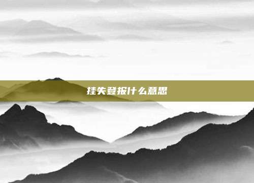 挂失登报什么意思