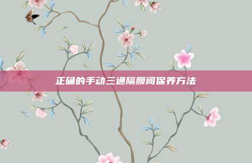 正确的手动三通隔膜阀保养方法