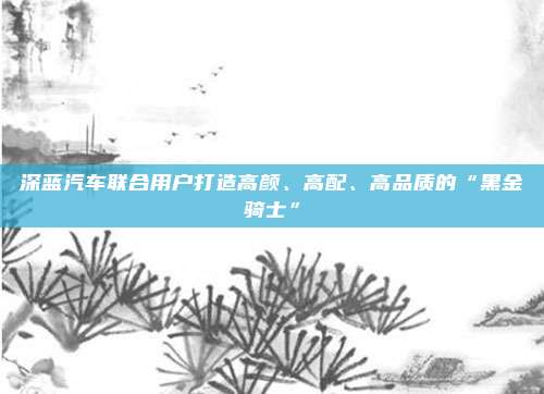 深蓝汽车联合用户打造高颜、高配、高品质的“黑金骑士”