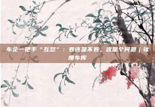 车企一把手“互怼”：卷还是不卷，这是个问题｜钛度车库