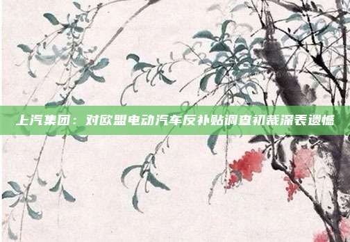 上汽集团：对欧盟电动汽车反补贴调查初裁深表遗憾
