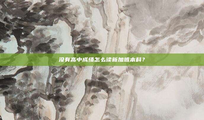 没有高中成绩怎么读新加坡本科？