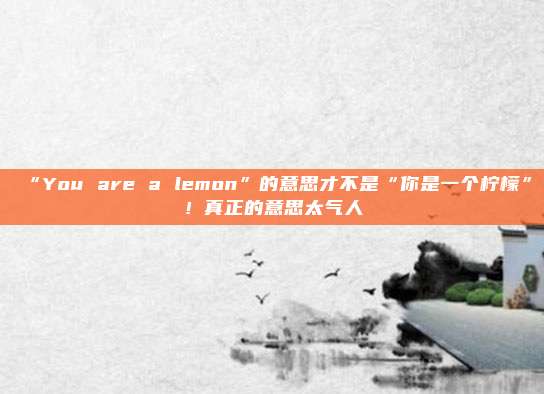 “You are a lemon”的意思才不是“你是一个柠檬”！真正的意思太气人