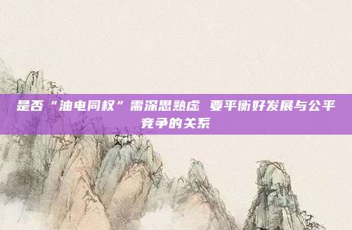 是否“油电同权”需深思熟虑 要平衡好发展与公平竞争的关系