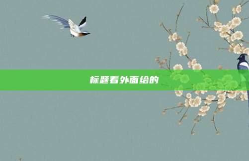 标题看外面给的