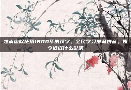 越南废除使用1800年的汉字，全民学习罗马拼音，如今造成什么影响