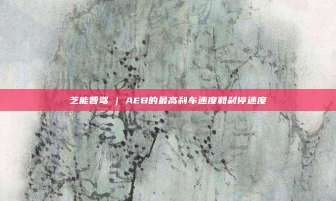 芝能智驾 | AEB的最高刹车速度和刹停速度