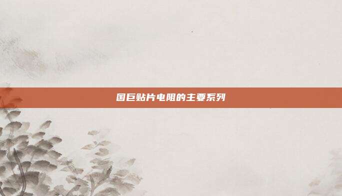 国巨贴片电阻的主要系列