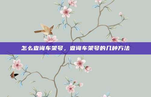 怎么查询车架号，查询车架号的几种方法