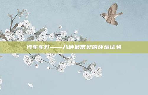 汽车车灯——八种最常见的环境试验