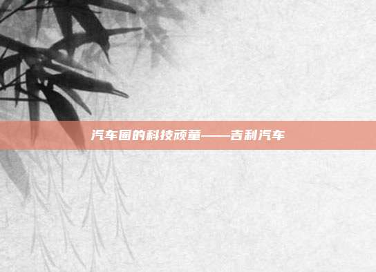 汽车圈的科技顽童——吉利汽车