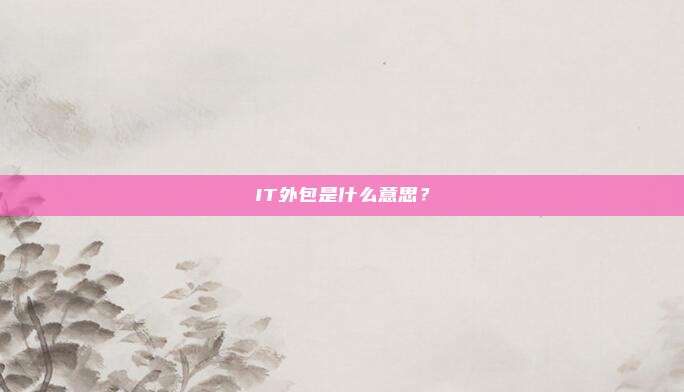 IT外包是什么意思？
