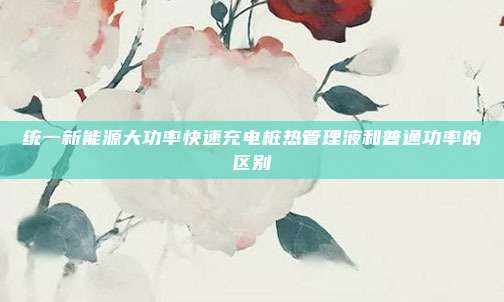 统一新能源大功率快速充电桩热管理液和普通功率的区别