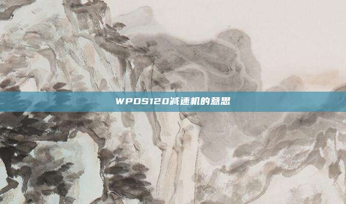 WPDS120减速机的意思