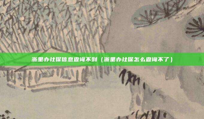 浙里办社保信息查询不到（浙里办社保怎么查询不了）