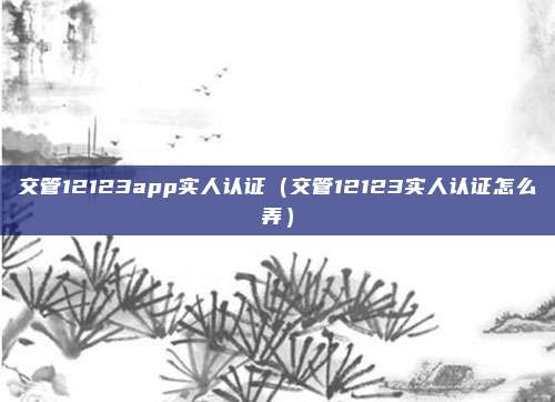 交管12123app实人认证（交管12123实人认证怎么弄）