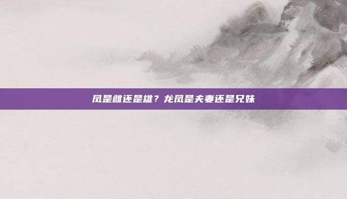 凤是雌还是雄?龙凤是夫妻还是兄妹