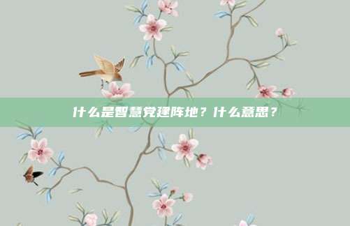 什么是智慧党建阵地？什么意思？