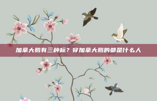 加拿大鹅有三种标？穿加拿大鹅的都是什么人