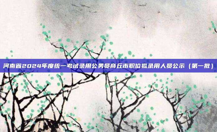 河南省2024年度统一考试录用公务员商丘市职位拟录用人员公示（第一批）