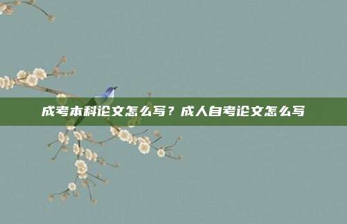 成考本科论文怎么写？成人自考论文怎么写