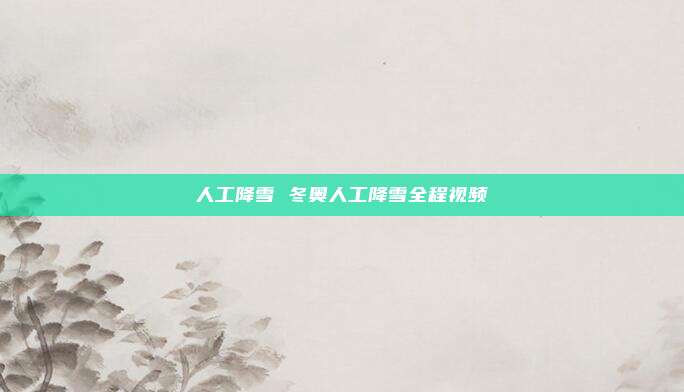 人工降雪 冬奥人工降雪全程视频