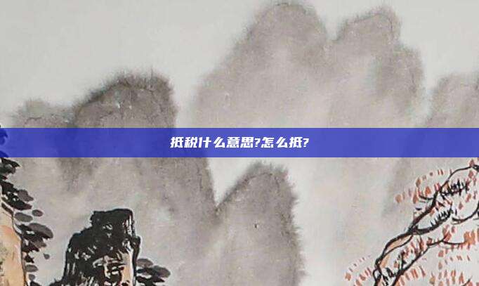 抵税什么意思?怎么抵?