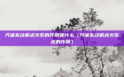汽油发动机点火系的作用是什么（汽油发动机点火系统的作用）