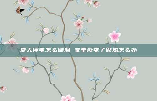 夏天停电怎么降温 家里没电了很热怎么办