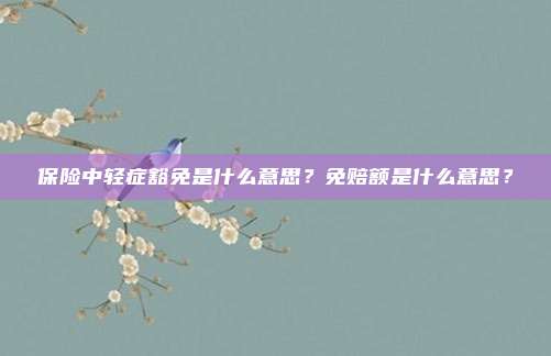 保险中轻症豁免是什么意思?免赔额是什么意思?