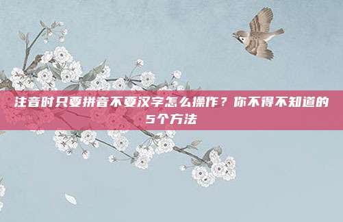 注音时只要拼音不要汉字怎么操作?你不得不知道的5个方法