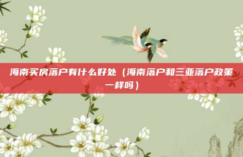 海南买房落户有什么好处（海南落户和三亚落户政策一样吗）