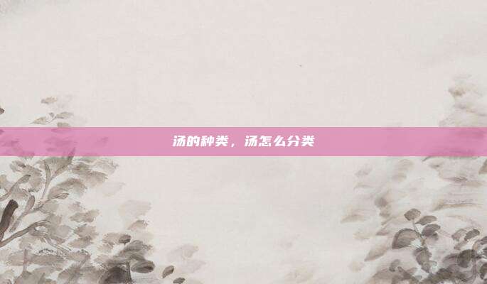 汤的种类，汤怎么分类